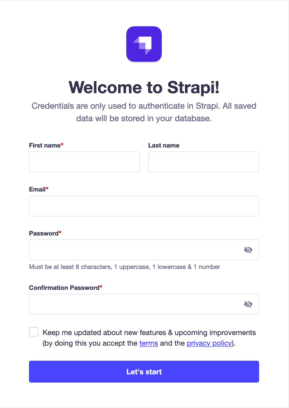 Strapi signup form